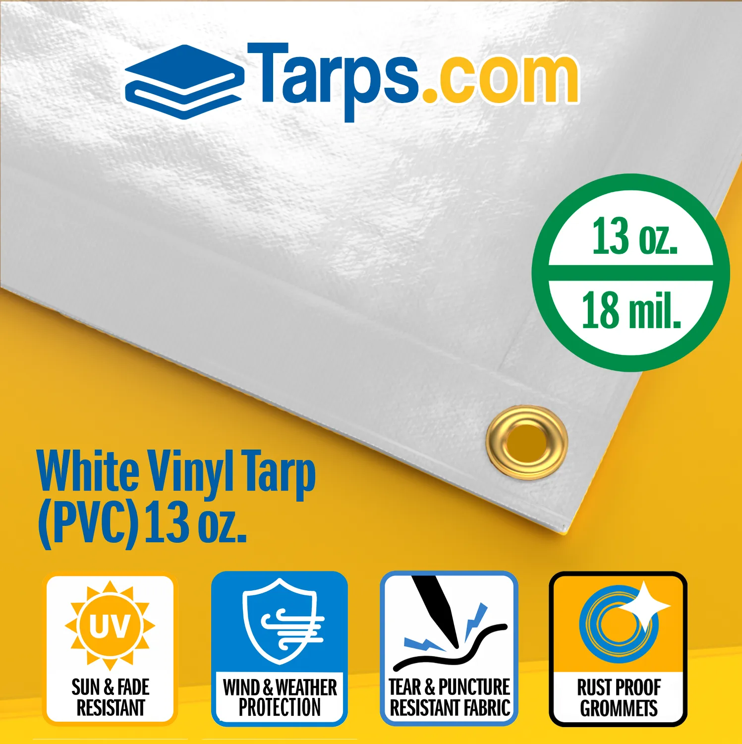 White Vinyl PVC Tarps - 13 oz