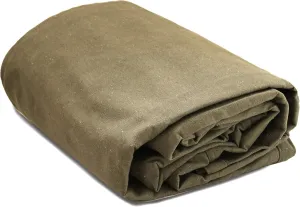 WHITEDUCK 10'x12' Canvas Tarp 18 oz/37 Mil Heavy Duty Waterproof UV Resistant, Rustproof Grommets, Industrial & Commercial Use Cloth Tarp (Finished Size: 9'6"x11'6", Olive)
