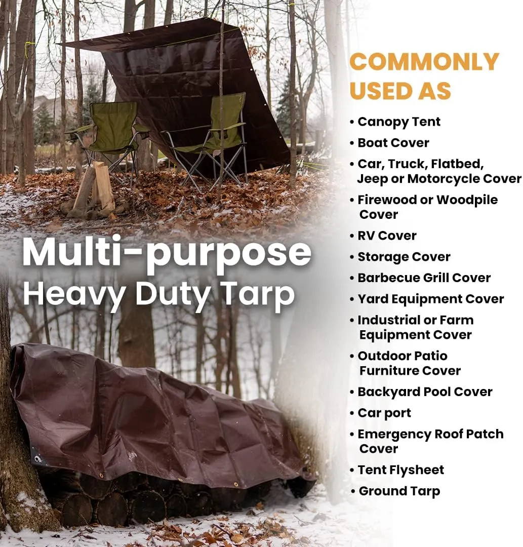 WHITEDUCK 12' x 16' Super Heavy Duty Poly Tarp Thick 16 Mil, Waterproof 100% UV Resistant Rip/Tear Proof Tarp w/Rustproof Grommets & Reinforced Edges (Finished Size: 11'6"x15'6")