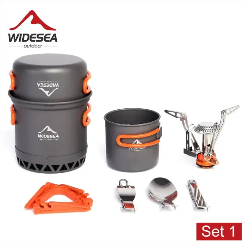 Widesea camping ultra-light cookware pots set gas burner stove cook cup outdoor travel tableware