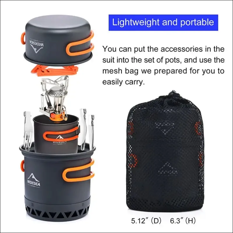 Widesea camping ultra-light cookware pots set gas burner stove cook cup outdoor travel tableware