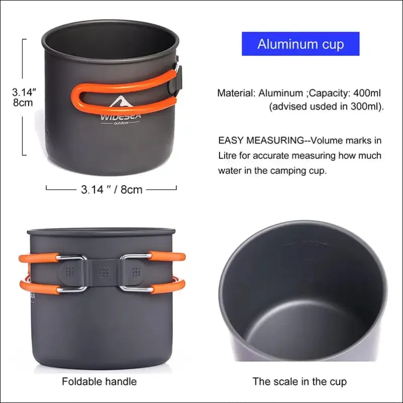 Widesea camping ultra-light cookware pots set gas burner stove cook cup outdoor travel tableware