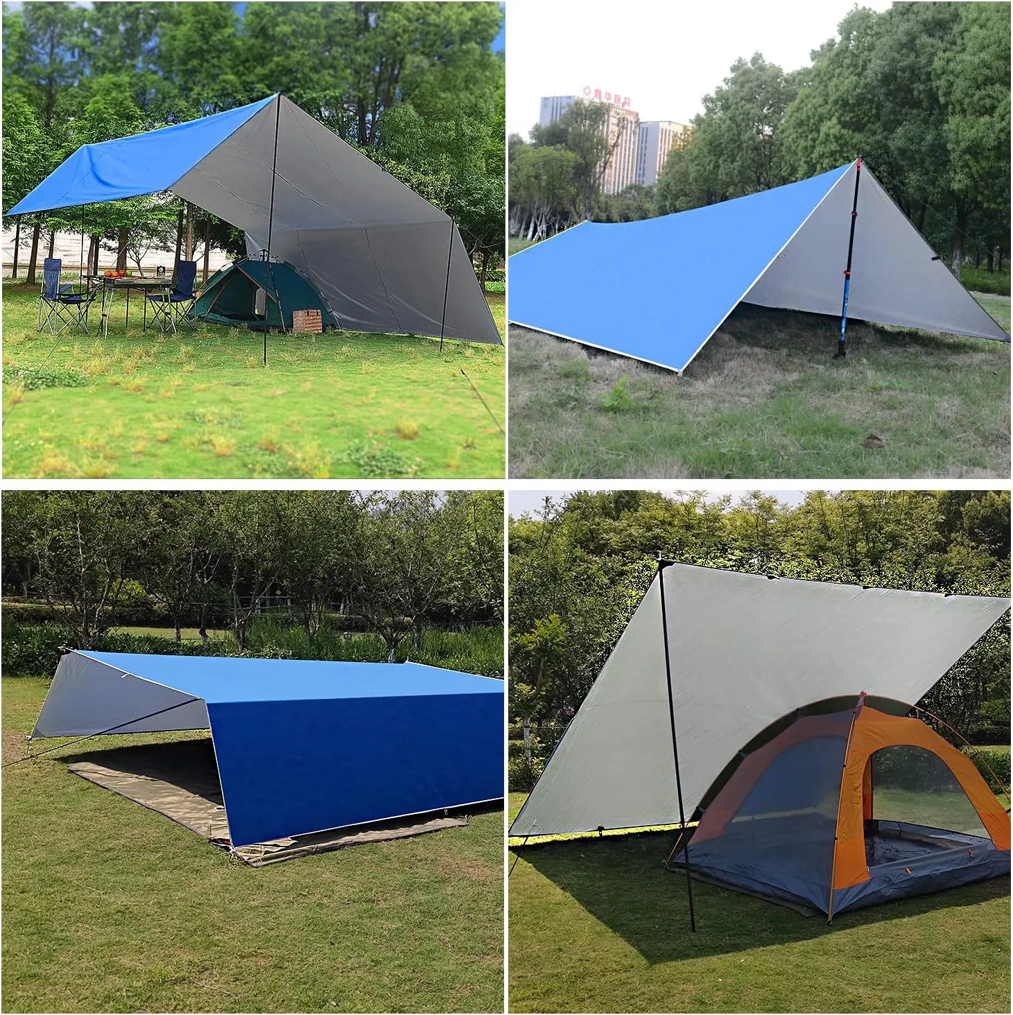 Wind Tour Portable Multifunctional Tent Footprint Traveling Awning Backpacking Rain Fly Tarp Waterproof Shelter Outdoor Camping Tarp Sun Shelter for Hiking, Beach (177236 in)