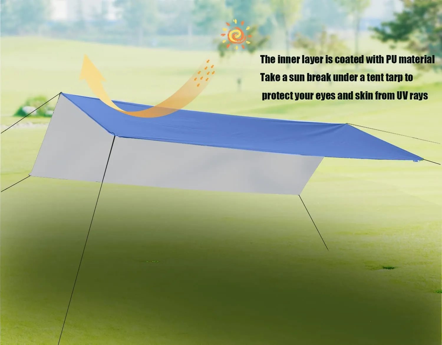 Wind Tour Portable Multifunctional Tent Footprint Traveling Awning Backpacking Rain Fly Tarp Waterproof Shelter Outdoor Camping Tarp Sun Shelter for Hiking, Beach (177236 in)