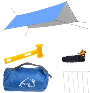 Wind Tour Portable Multifunctional Tent Footprint Traveling Awning Backpacking Rain Fly Tarp Waterproof Shelter Outdoor Camping Tarp Sun Shelter for Hiking, Beach (177236 in)