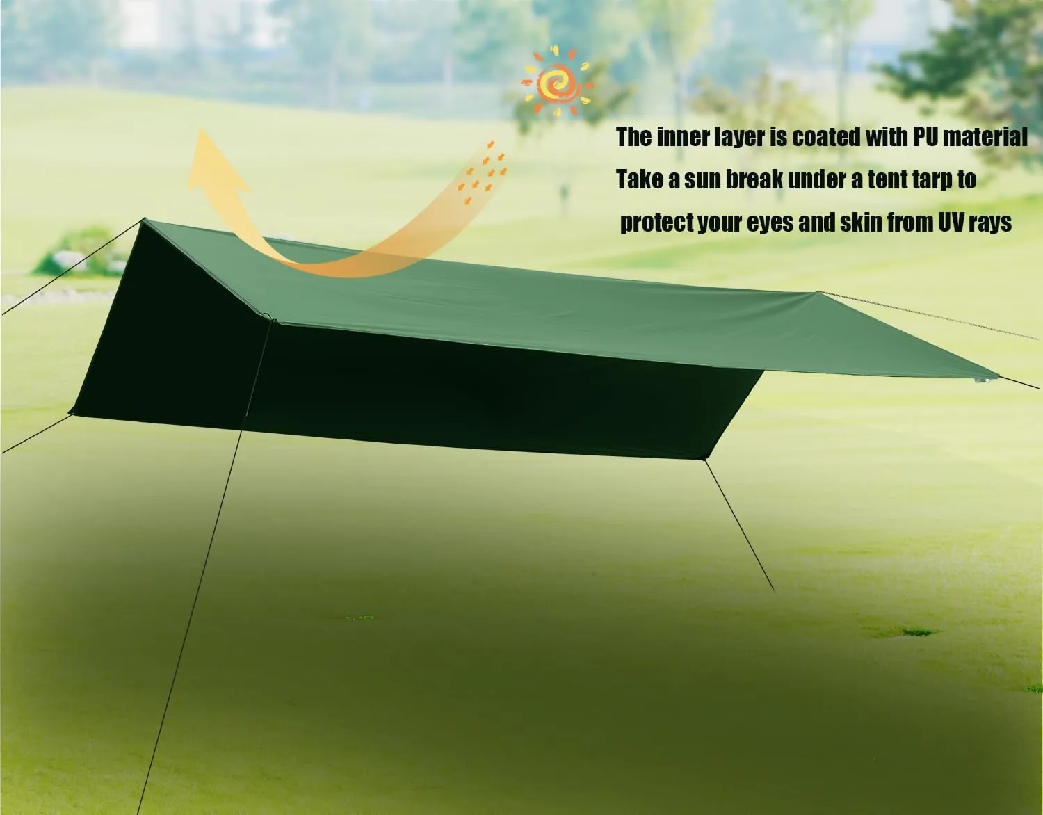 Wind Tour Portable Multifunctional Tent Footprint Traveling Awning Backpacking Tarp Rain Fly Tarp Tent Waterproof Shelter Outdoor Camping Tarp Sun Shelter for Hiking, Beach (Green-118×177 in), Blue