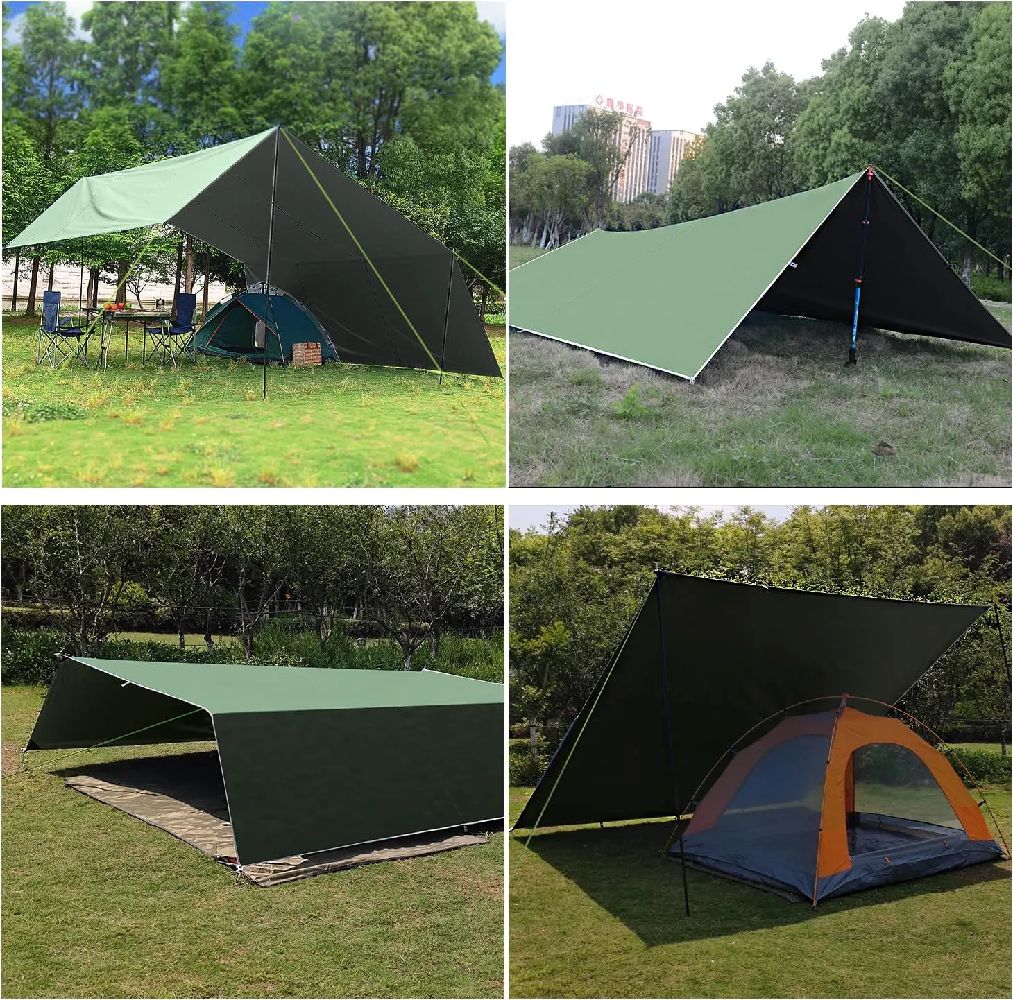 Wind Tour Portable Multifunctional Tent Footprint Traveling Awning Backpacking Tarp Rain Fly Tarp Tent Waterproof Shelter Outdoor Camping Tarp Sun Shelter for Hiking, Beach (Green-118×177 in), Blue