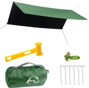 Wind Tour Portable Multifunctional Tent Footprint Traveling Awning Backpacking Tarp Rain Fly Tarp Tent Waterproof Shelter Outdoor Camping Tarp Sun Shelter for Hiking, Beach (Green-118×177 in), Blue