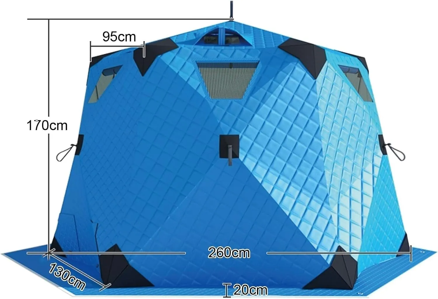 Winter Fishing Tent,Ice Fishing Shelter with Stove Jack and Floor, Portable Ice Fishing Tent 420D Insulated Layer Ice Shanty Hexagon Ice Huts(Gray)