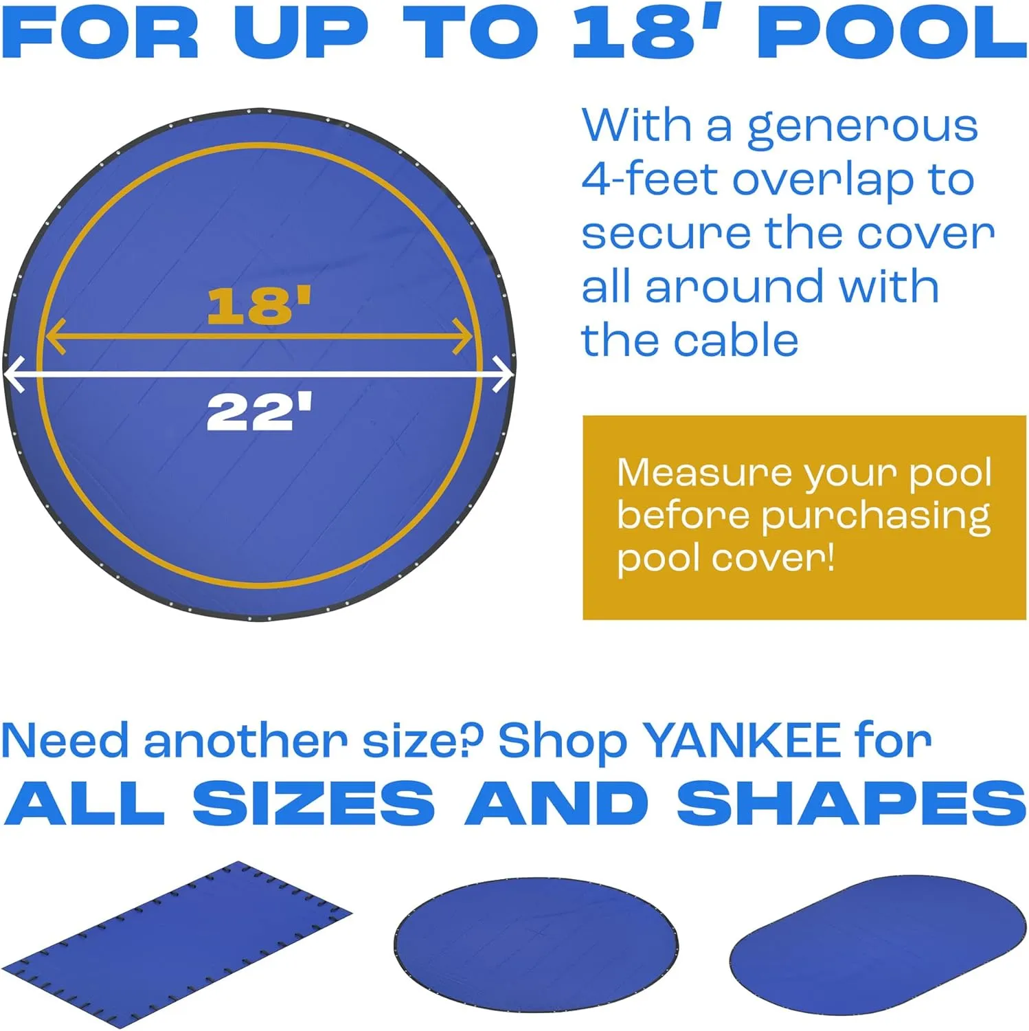 Winter Pool Cover 18 ft Round for Above Ground | Extra Thick & Durable Above-Ground Pool Cover | Sapphire Series of Premium Cold- and UV-Resistant Pool Cover | by Yankee Pool Pillow