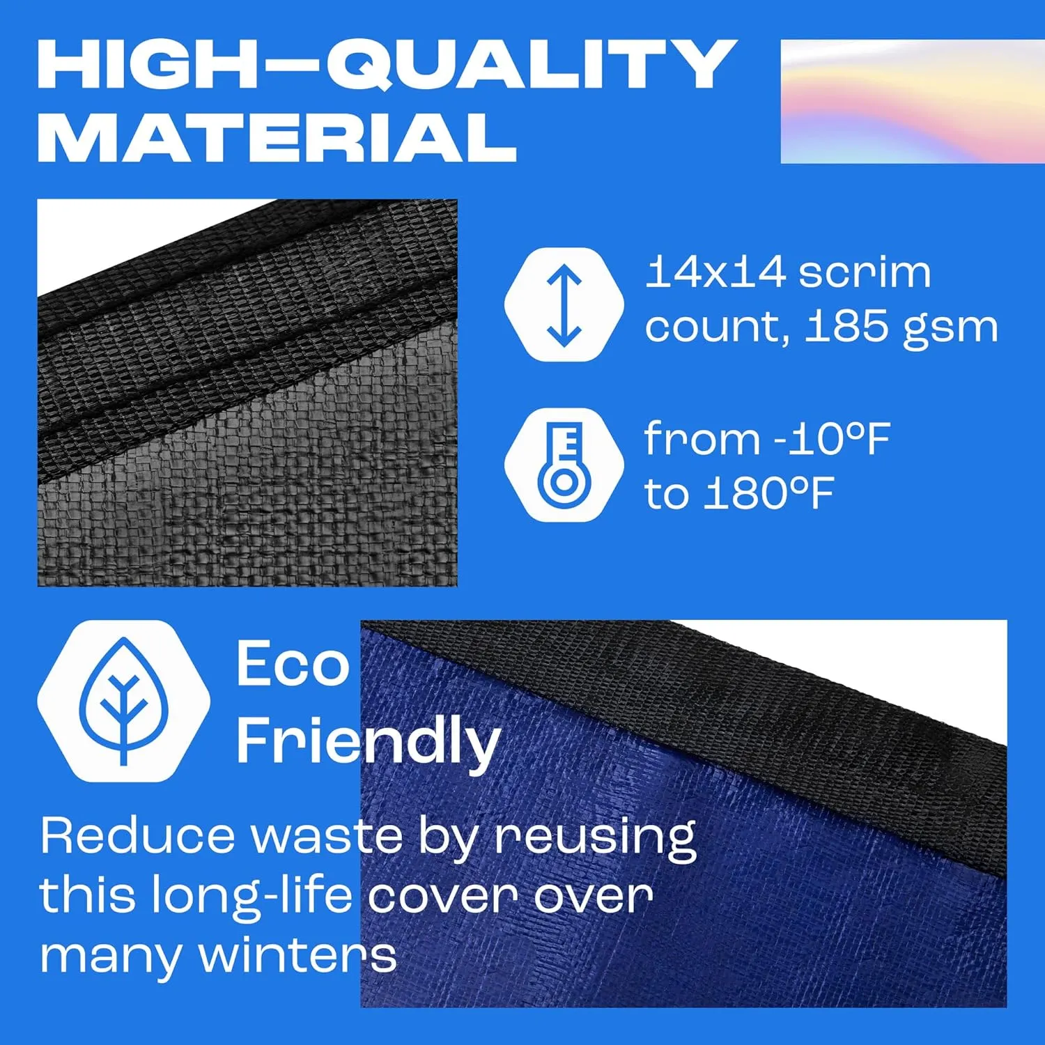 Winter Pool Cover 18 ft Round for Above Ground | Extra Thick & Durable Above-Ground Pool Cover | Sapphire Series of Premium Cold- and UV-Resistant Pool Cover | by Yankee Pool Pillow
