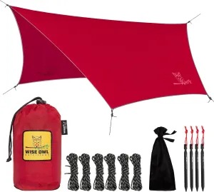 Wise Owl Outfitters Hammock Tarp, Hammock Tent - Rain Tarp for Camping Hammock - Camping Gear Must Haves w/Easy Set Up Including Tent Stakes and Carry Bag