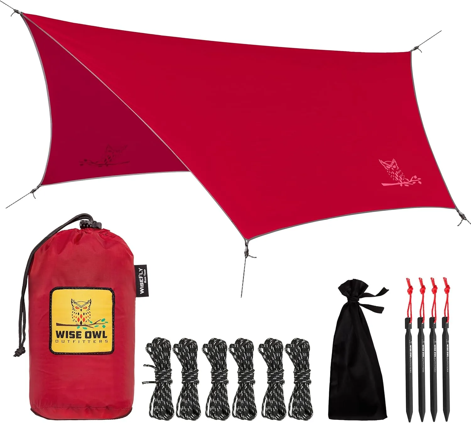 Wise Owl Outfitters Hammock Tarp, Hammock Tent - Rain Tarp for Camping Hammock - Camping Gear Must Haves w/Easy Set Up Including Tent Stakes and Carry Bag