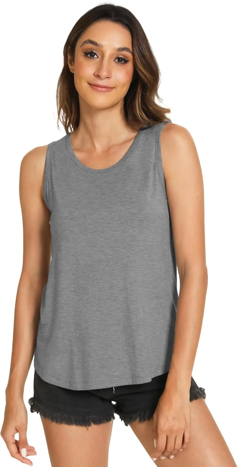 Women Tank Tops Loose Fit Summer Basic Sleeveless Tops Bamboo Viscose Pajama Shirts