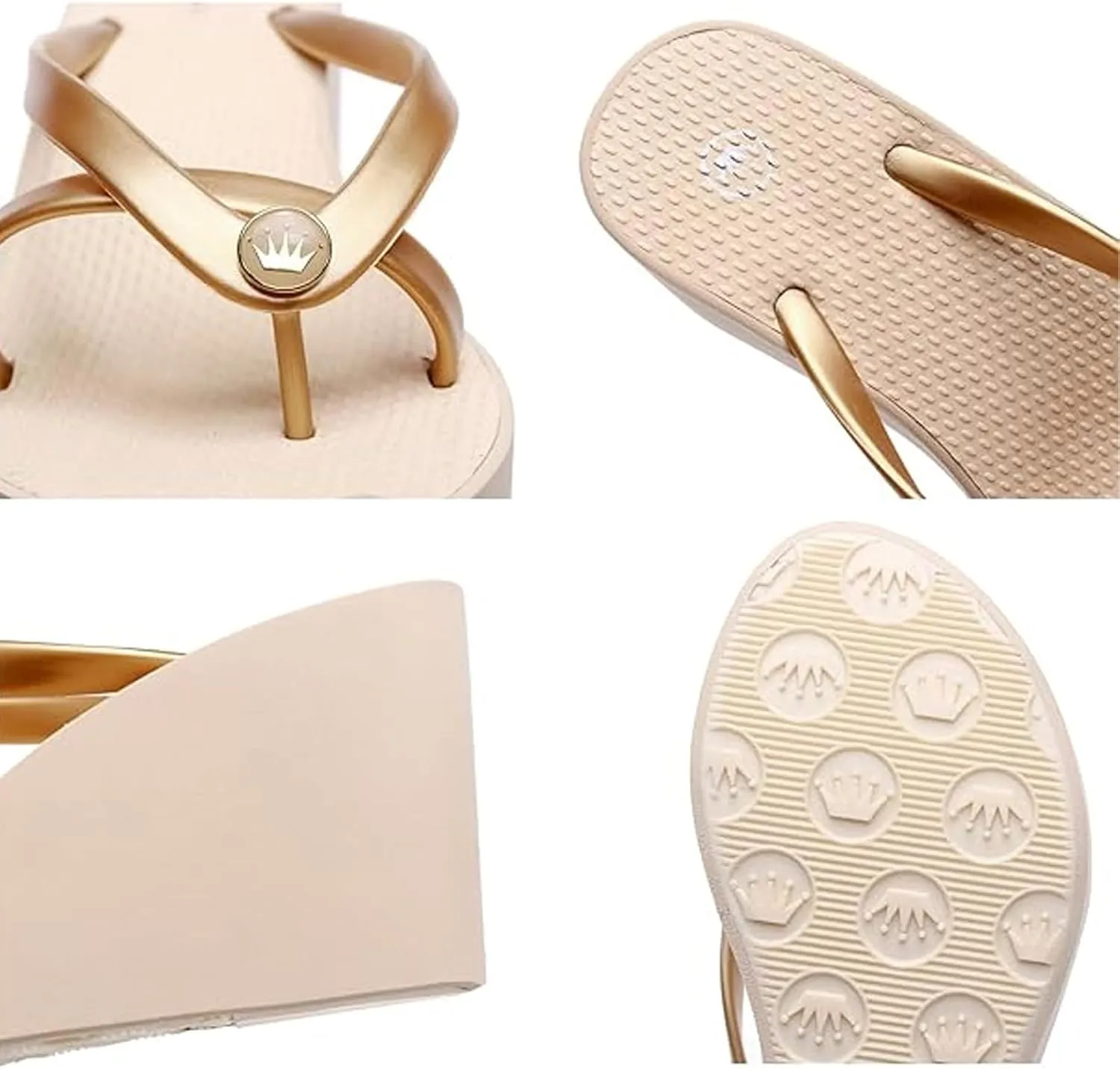Women’s Platform Flip Flops Chunky Thong Heels Wedges Sandals Open Toe Beach Sandals Slip on Platform Shoes 4.33"