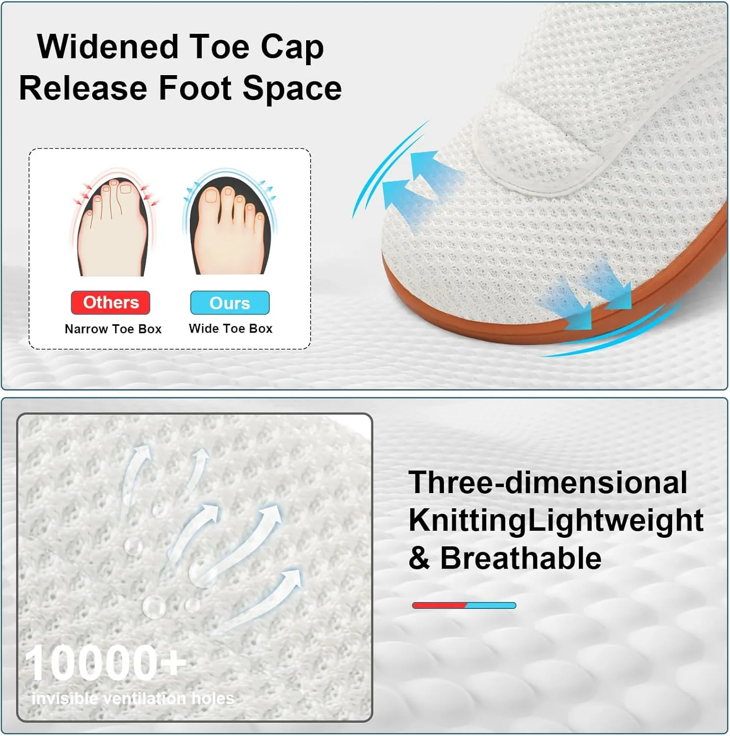 Womens Walking Shoes Comfortable Wide Diabetic Shoes Adjustable Neuropathy Bunion Swollen Feet Nursing Shoe Breathable Zero Drop Barefoot Casual Sneakers