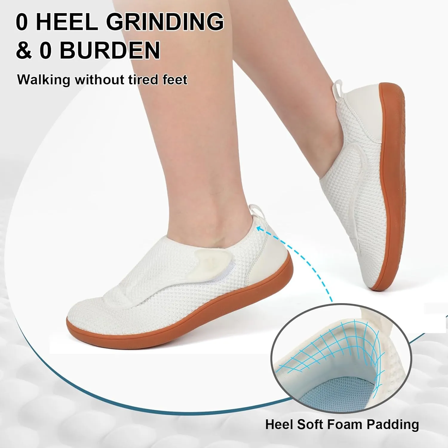 Womens Walking Shoes Comfortable Wide Diabetic Shoes Adjustable Neuropathy Bunion Swollen Feet Nursing Shoe Breathable Zero Drop Barefoot Casual Sneakers