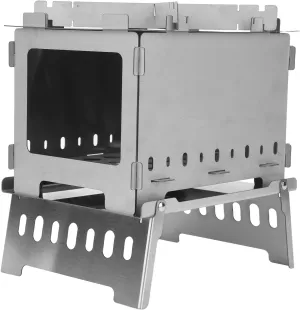 Wood Burning Camp Stove,Folding Portable Backpacking Stove,Stainless Steel Windproof Wood Burning Stove with Carrying Case for Outdoor Hunting Hiking Camping