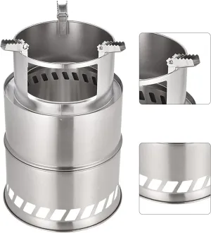 Wood Burning Stove, High Thermal Efficiency Camping Stove Stainless Steel Anti Skid Foldable Windproof for Picnic (L)