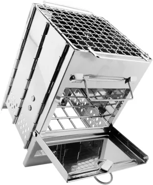 Wood Stove Camping Rack Folay Barbecue Portable Grill Foldable Burning Camp