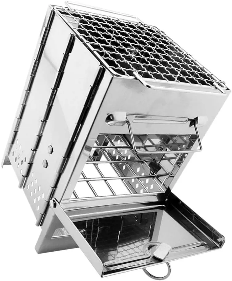 Wood Stove Camping Rack Folay Barbecue Portable Grill Foldable Burning Camp