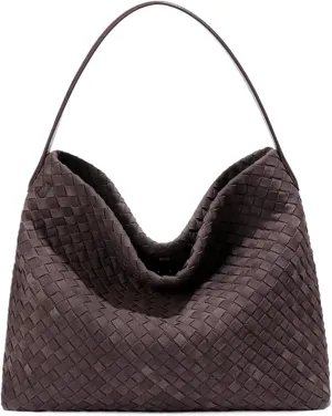 Woven Suede Tote Bag for Women Faux Suede Hobo Bag Slouchy Shoulder Bag Soft Woven Handbag