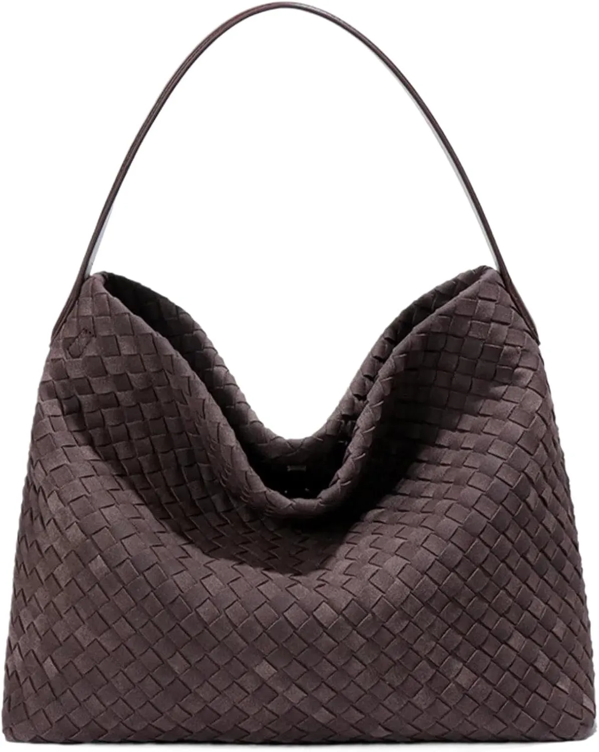 Woven Suede Tote Bag for Women Faux Suede Hobo Bag Slouchy Shoulder Bag Soft Woven Handbag