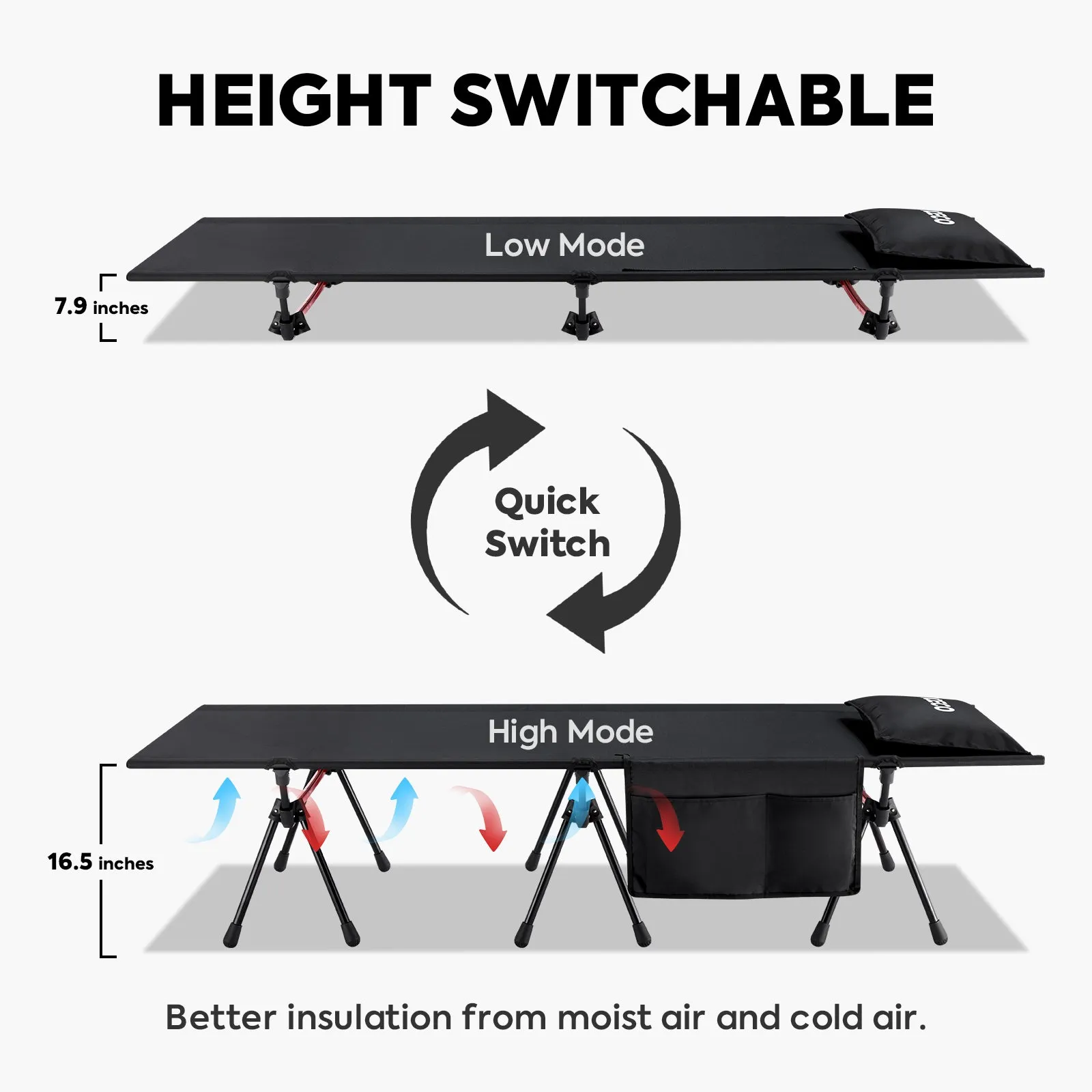 XL Size Camping Cot for Adults Supports 400 Lbs (Enhanced Model)  | ICECO
