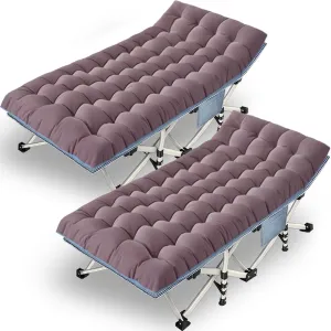 XXL Camping Cot 2 Pack Oversized Folding Cot for Adults Cots for Sleeping with Mattress Heavy Duty Portable Camping Bed with Carry Bag Cots for Hiking Camping Easy to Set Up Office Nap Outdoor Indoor