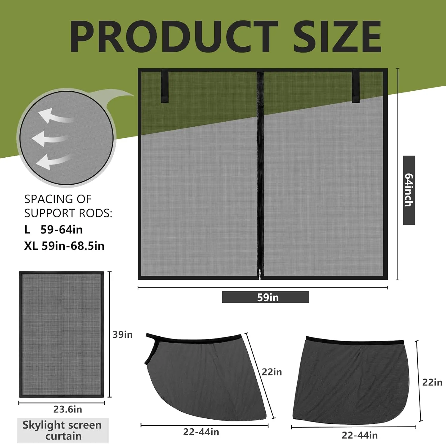 Yahenda 6 Pcs SUV Tailgate Mesh Screen Set Includes SUV Mosquito Net 4 Pcs Front Rear Window Shades Sunroof Breathable Roof Cover Car Camping Essentials for Sleep Traveling Camping(Large)