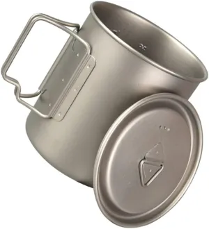 Yardwe 750ml Titanium Camping Cup with Lid Compact Lightweight for Backpacking Hiking