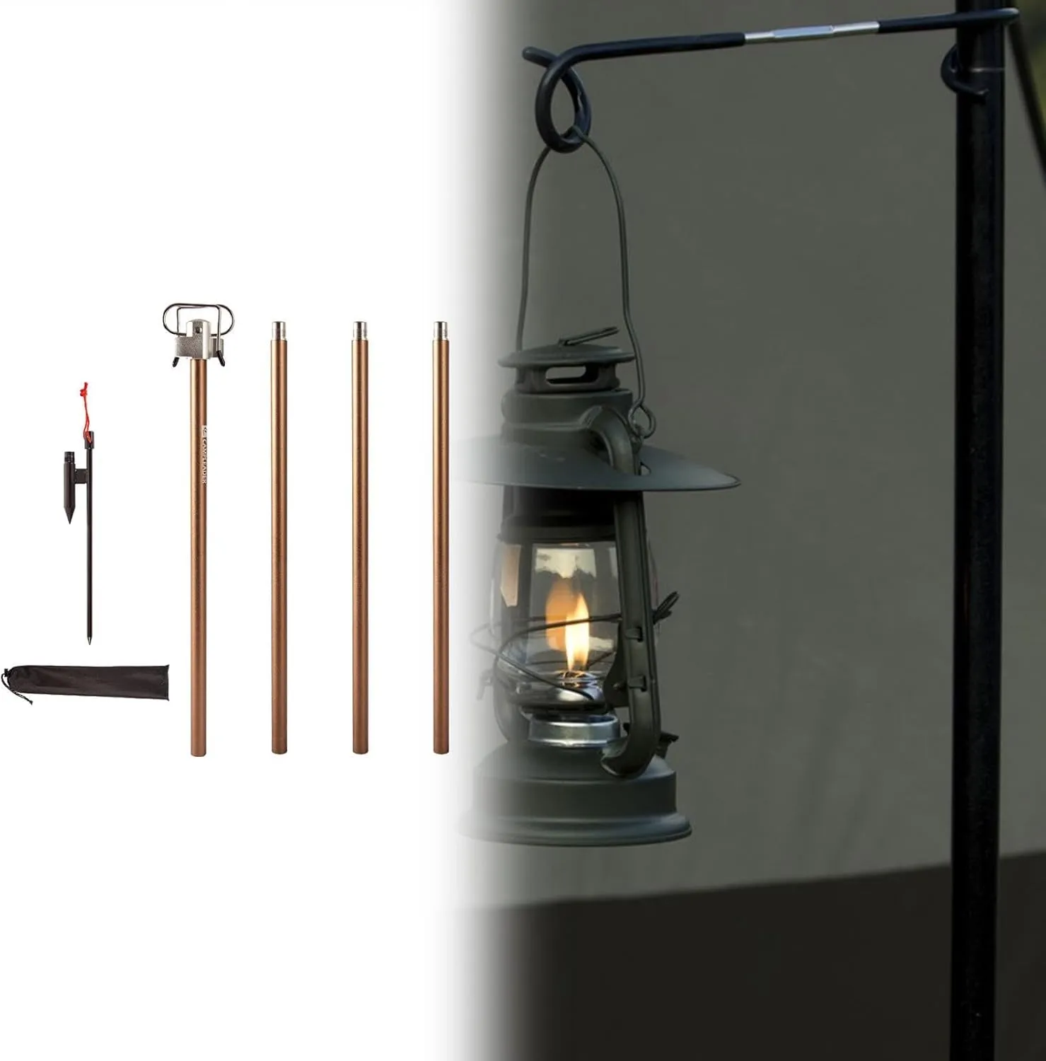 Yiju Camping Lantern Stand Lamp Rack Folding Portable Outdoor Lamp Bracket Camping Lamp Pole for Backyard Tent Backpacking Fishing