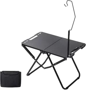 Yiju Foldable Camping Table, Grill Table with Light Holder, Compact Stand, Picnic Desk for Family Reunions BBQ Hiking RV Boat