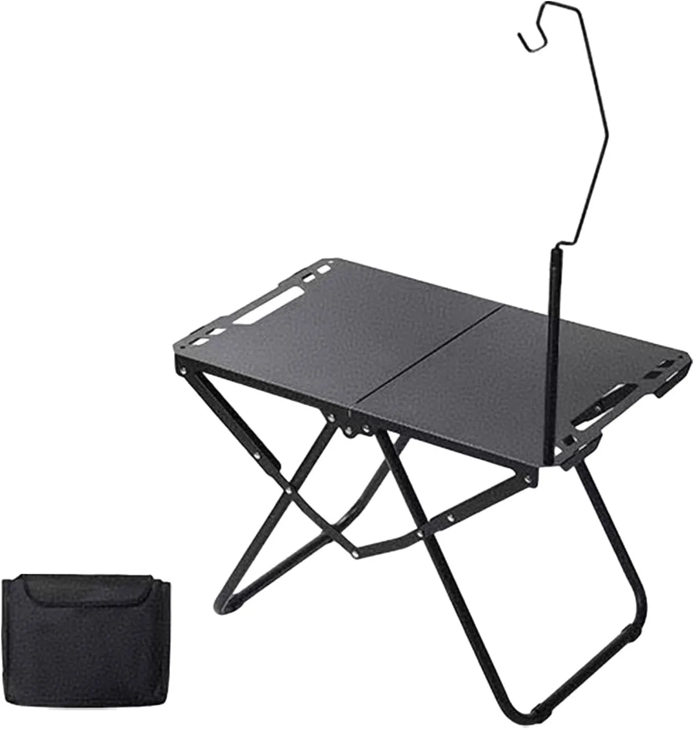 Yiju Foldable Camping Table, Grill Table with Light Holder, Compact Stand, Picnic Desk for Family Reunions BBQ Hiking RV Boat