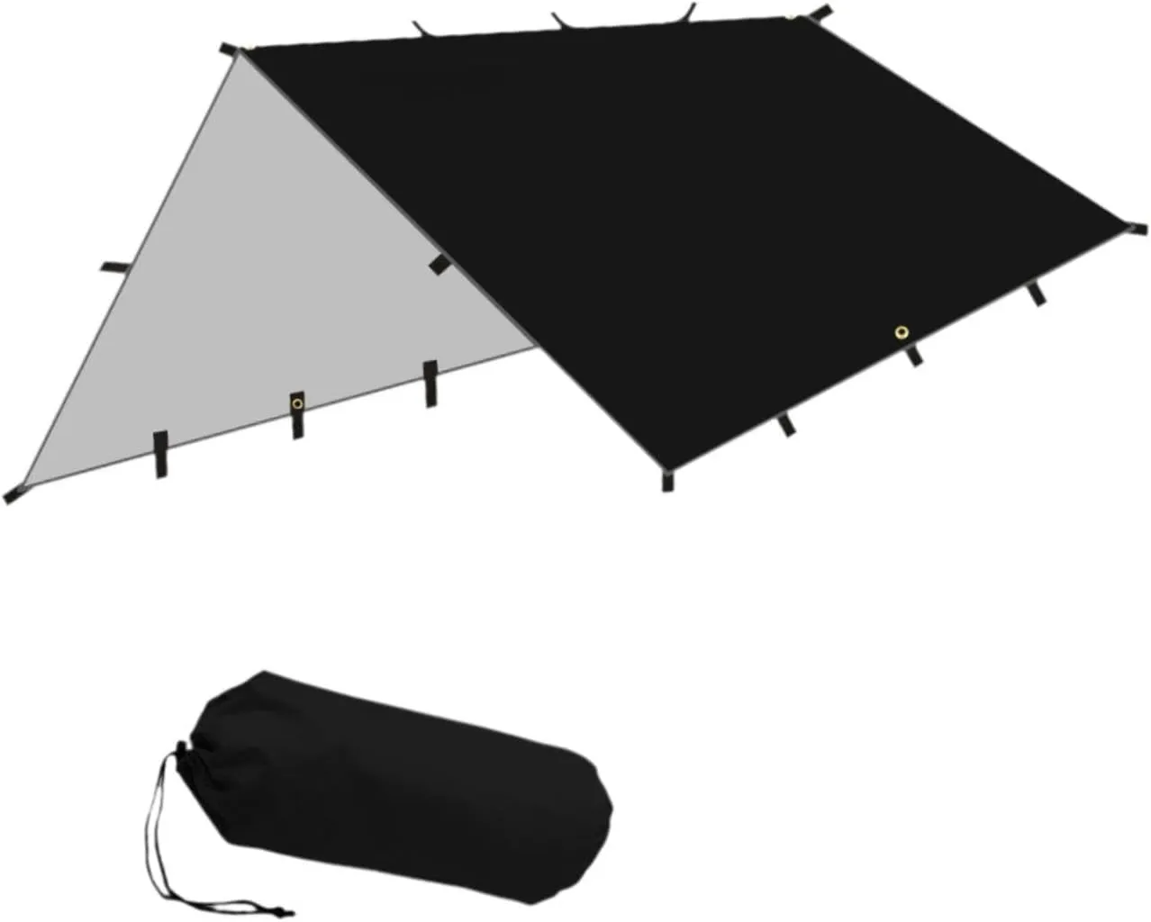 YIJU Folding Tent Shelter Camping Tarp Rain Cover 118x118inch for Hammock with Carrying Bag Multifunctional Accessory Waterproof, Black