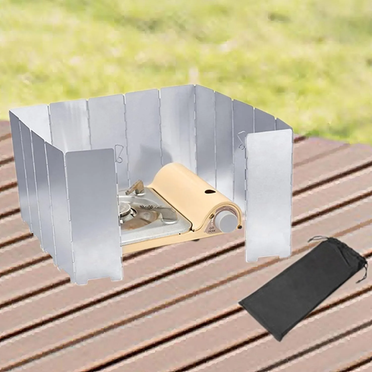 YIJU Portable Camping Stove Wind for Gas Burner Protection, 16 Plates