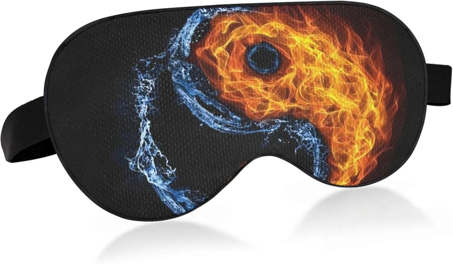 Ying Yang Black Sleep Mask Light Blocking Eye Mask for Sleeping with Adjustable Strap Water Fire Soft Lightweight Eye Cover Blindfold for Men Women Work Travel Naps