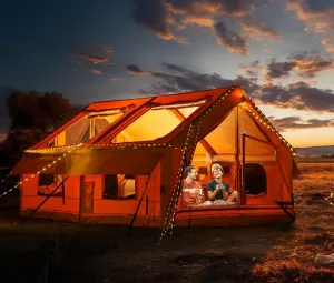 YOLENY Inflatable Tents for Camping, 4/6/8/10/12 Person Tent with TPU Skylight, Mesh Windows, Stove Jack & Pump, Easy Setup 4 Season Glamping Tent, Waterproof & Windproof