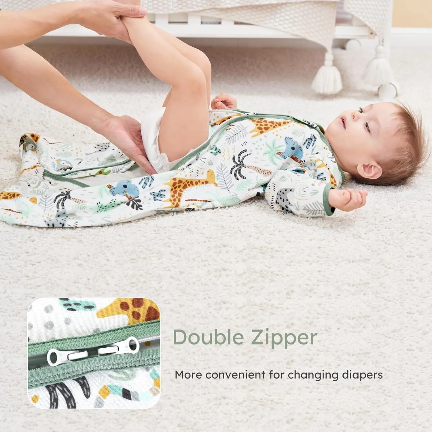 Yoofoss Baby Sleep Sack 0-6 Months Long Sleeve Wearable Blanket Baby 100% Cotton 2-Way Zipper 0.5 Tog Infants Sleeping Sack, Lightweight(Small)