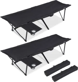 YSSOA Folding Camping Cot with Storage Bag for Adults, Portable and Lightweight Sleeping Bed for Outdoor Traveling, Hiking, Easy to Set up (Color: Black), 2 Pack