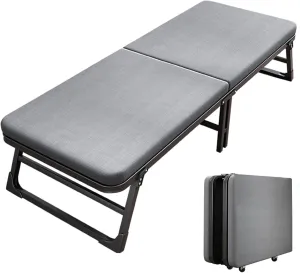 YVYKFZD Camping Cots for Adults, Folding Camping Bed, Portable Sleeping Cots with Mattress, Spinner Wheels, Extra Wide Sturdy, Heavy Duty Holds Up to 661 Lbs (Size : 190x90x36cm)