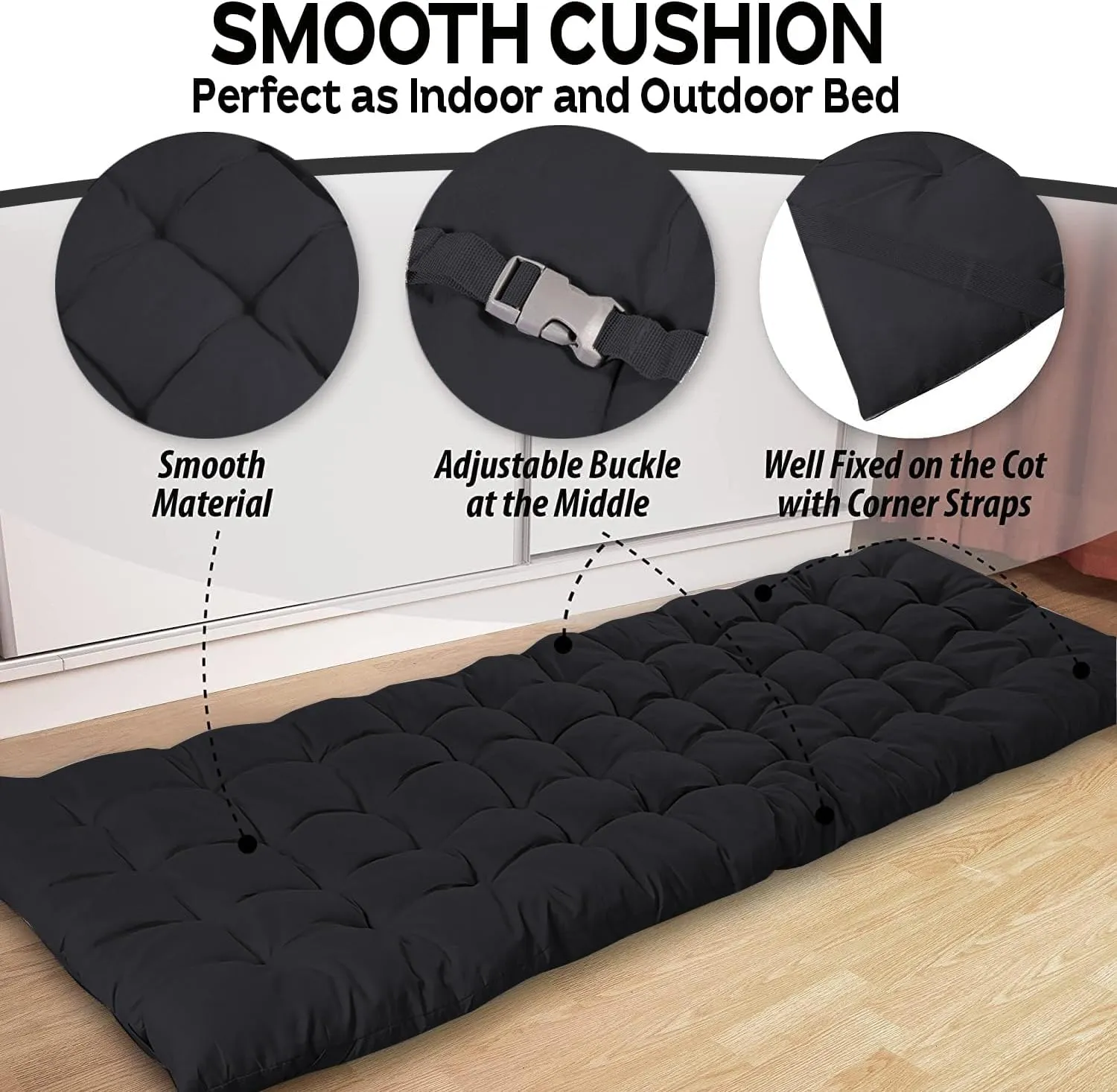Zone Tech Camping Cot Mattress Pad Premium Quality Outdoor Comfortable Thicker Cotton Sleeping Cot Lightweight Waterproof Bottom Pad Mattress for Adult, Kid