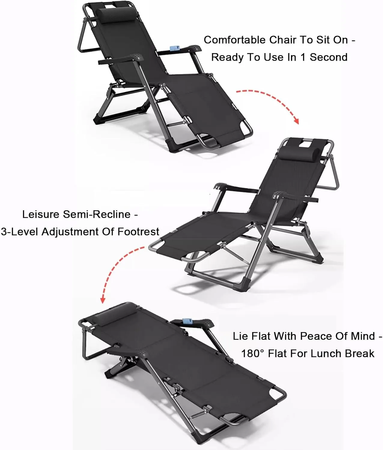 ZTGL C, Folding Camping Cot with Storage Bag, Camping Folding Lounge Chair, Portable and Lightweight Sleeping Bed, Office Nap Folding Lounge, Sunbathing Lounge Chairs