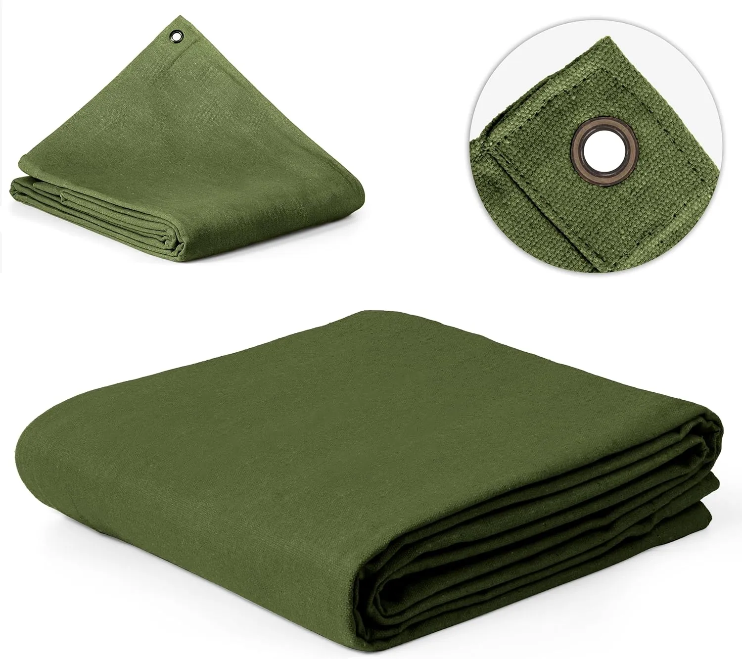 Zuperia Heavy Duty Canvas Tarp (6' x 8' ft - Pack of 1) with Rustproof Grommets, UV Resistant & Tear Resistant Multipurpose Tarpaulin Cover for Outdoor, Industrial & Commercial Use (Olive Green)