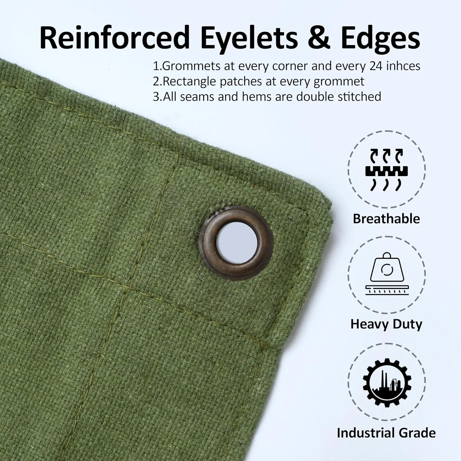 Zuperia Heavy Duty Canvas Tarp (6' x 8' ft - Pack of 1) with Rustproof Grommets, UV Resistant & Tear Resistant Multipurpose Tarpaulin Cover for Outdoor, Industrial & Commercial Use (Olive Green)