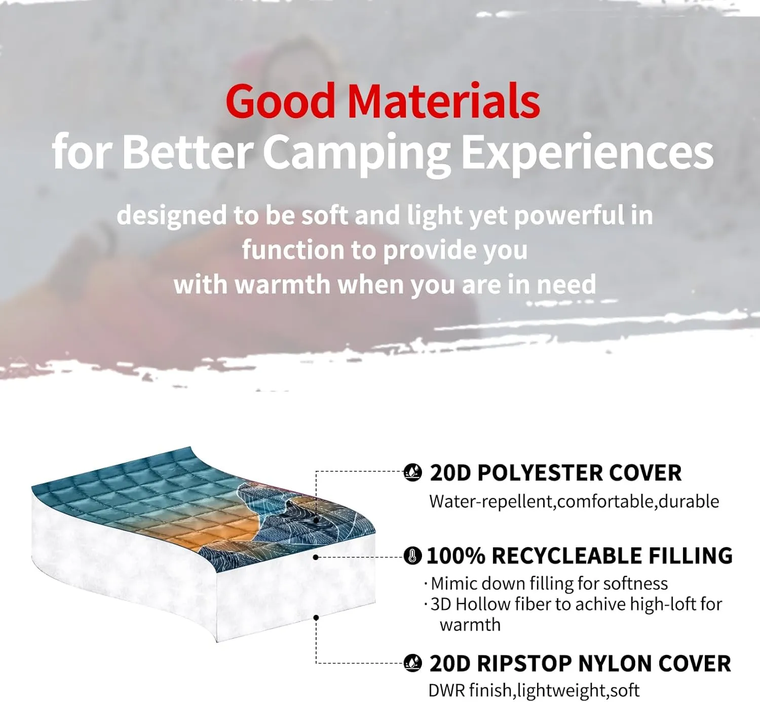 zzlamb Camping Blanket, Outdoor Lightweight Travel Blanket Puffy Portable Down Alternative, Windproof Warm Cloak with Snaps, Cozy Quilt Backpacking Picnic RV Plane Car Hammock Beach Climbing